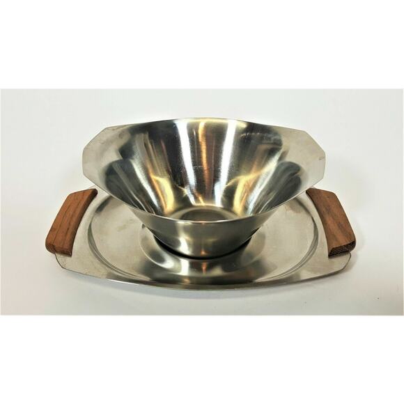 Vintage Monarch Mark III Stainless Steel Sauce/Gravy Boat & Tray MCM - Picture 1 of 7